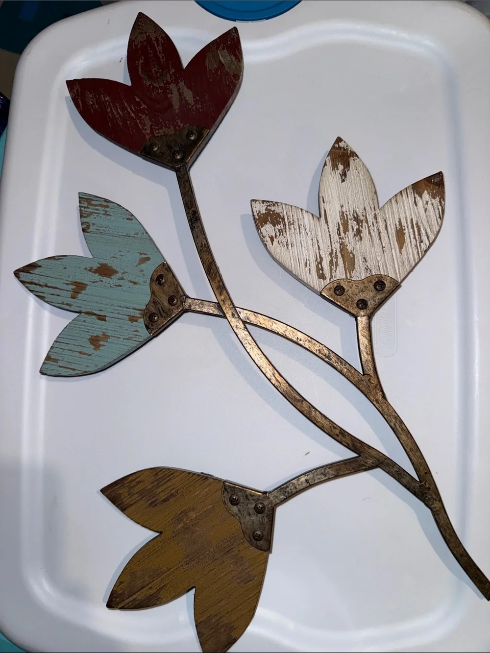 Multi-Color Rustic Metal Flower Wall Decor